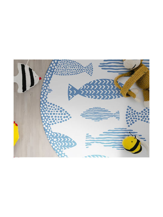 Tulup Χαλί Στρογγυλό Μπλε Φ120cm