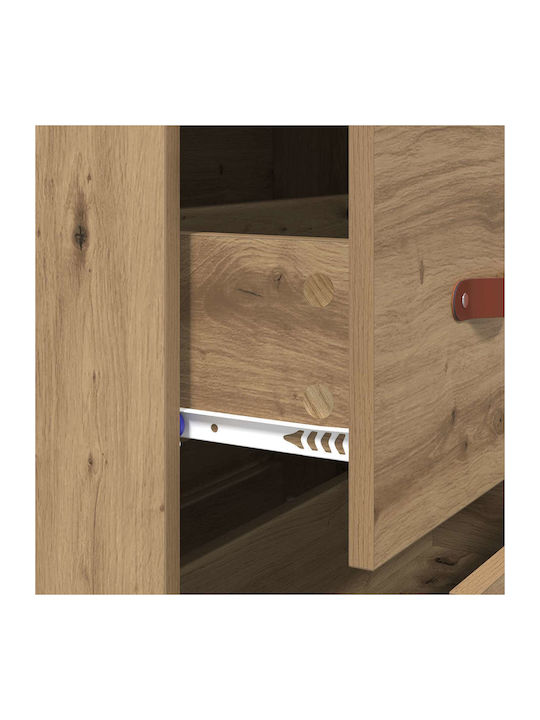 vidaXL Sideboard aus Holz & Metall mit Schubladen Eiche 69,5x34x90cm