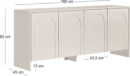 Bufet Aurelia din Lemn & Metal Crem 180x45x80cm