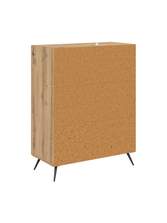 vidaXL Sideboard aus Holz & Metall mit Schubladen Eiche 69,5x34x90cm
