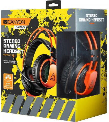Canyon Corax Over Ear Gaming Headset με σύνδεση 3.5mm Πορτοκαλί