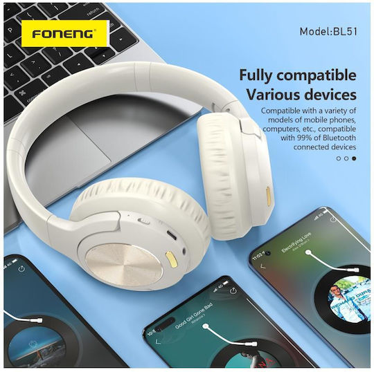 Foneng BL51 Fără fir Bluetooth Over Ear Căști cu 60 ore de Funcționare Negre
