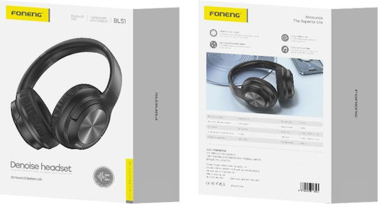 Foneng BL51 Fără fir Bluetooth Over Ear Căști cu 60 ore de Funcționare Negre