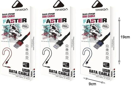 Treqa CA-8562 Cablu Braided USB-A La Lightning Albastru 2m CA-8562