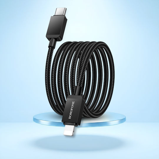 Borofone Geflochten USB-C zu Lightning Kabel 27W Schwarz 1m