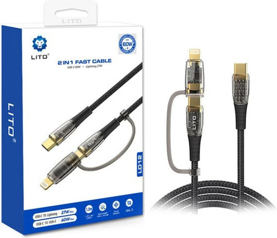 Lito Data Braided USB-C to Lightning Cable 20W Black