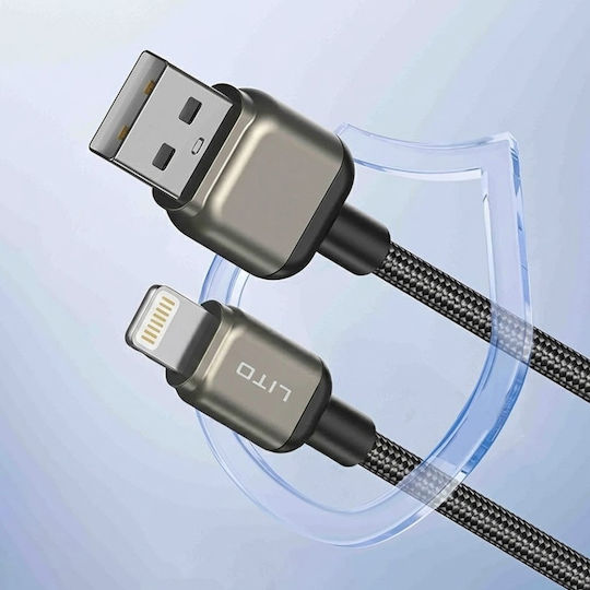Lito Data Braided USB-A to Lightning Cable 18W Black