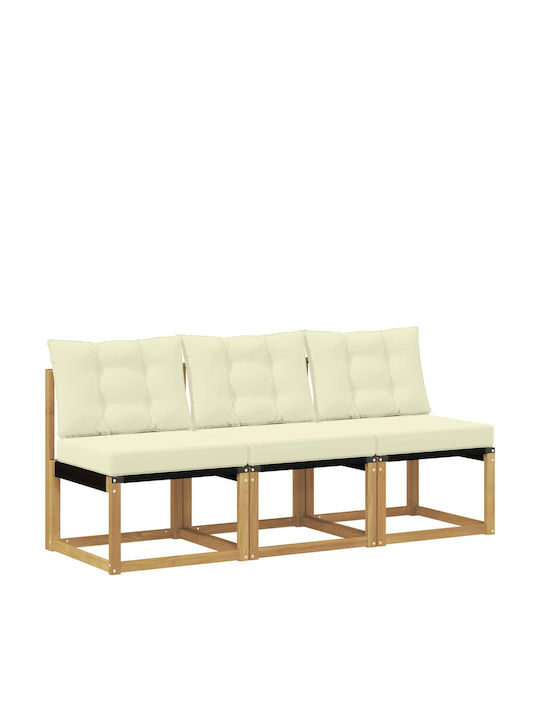 Three-Seater Outdoor Wooden Sofa with Cushions