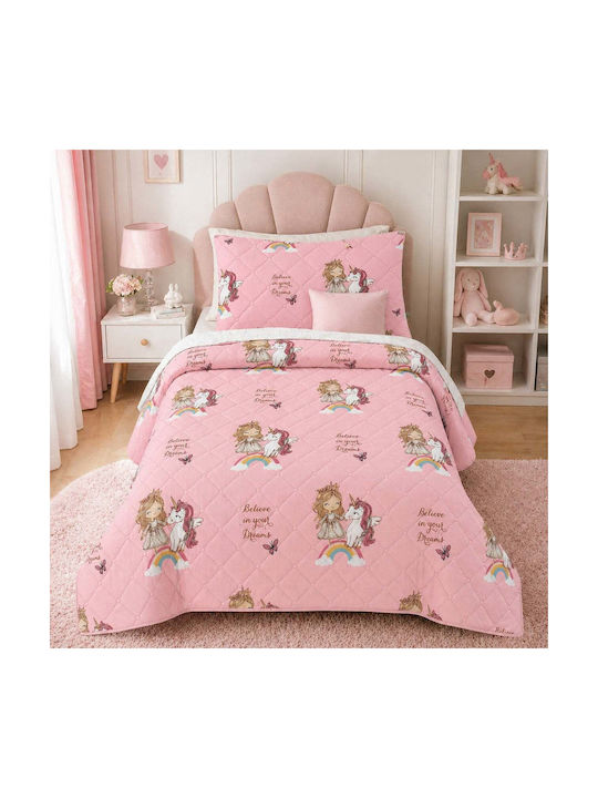 Astron Italy Kids Quilt Set Single with Pink Pillowcase 160x220cm