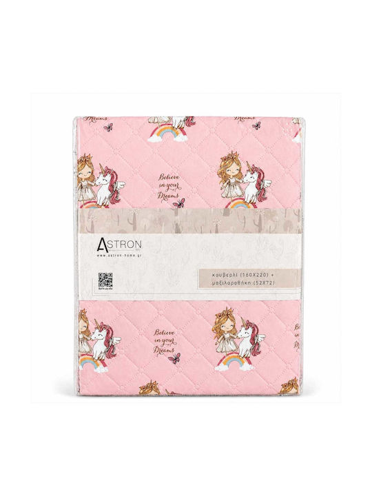 Astron Italy Kids Quilt Set Single with Pink Pillowcase 160x220cm