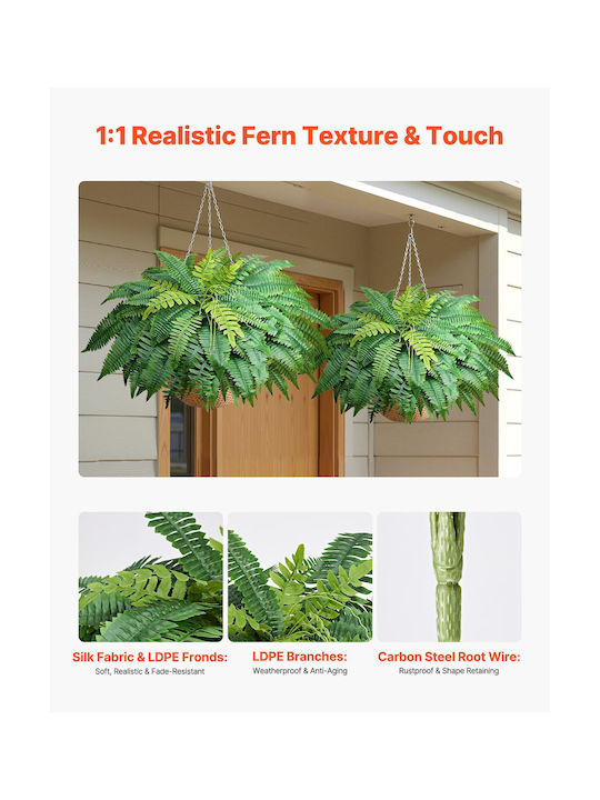 Vevor Artificial Boston Fern 1219 Mm 67 Leaves Set Of 2 Pieces