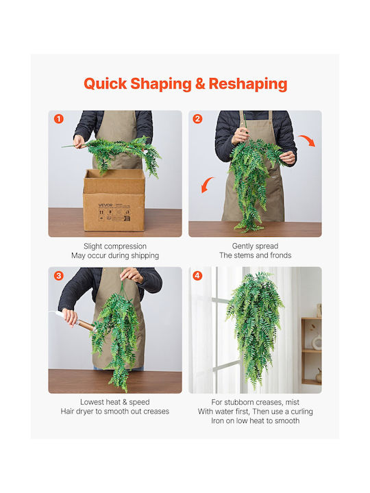 Vevor Artificial Hanging Ferns 12 Pieces 81.3 Cm Plastic Green Decorative Plant For Indoor & Outdoor Use Xdsrzjlzw12plphme001v0