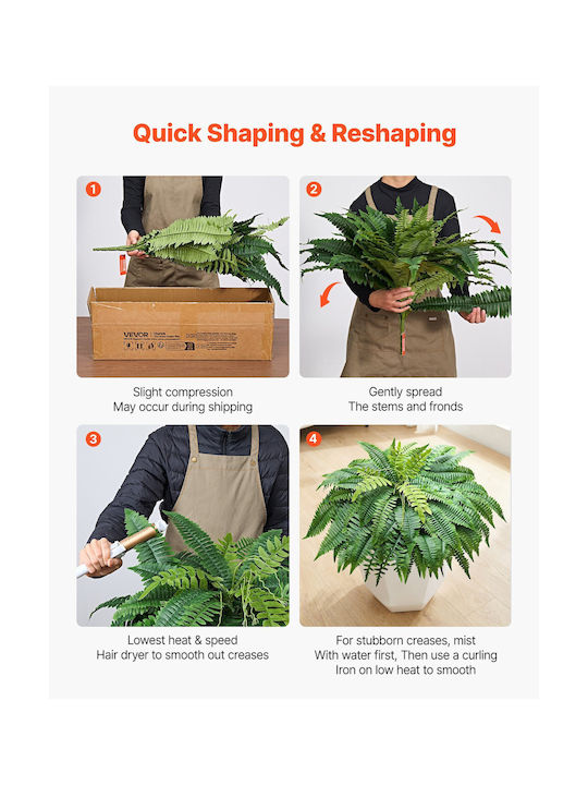 Vevor Artificial Boston Fern 1219 Mm 67 Leaves Set Of 2 Pieces