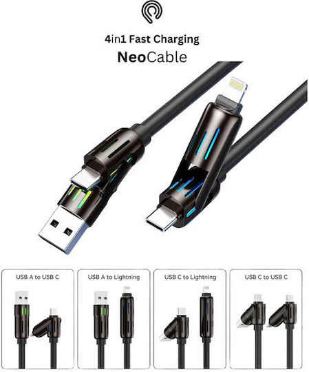 Hyperloq USB to Cable Μαύρο 2m