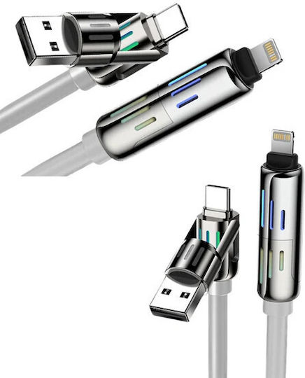 Hyperloq USB to Lightning / Type-C Cable Μαύρο 1.2m 51167718736210