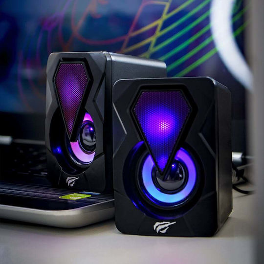 Havit SK210 Mini Ηχεία Υπολογιστή 2.0 με RGB Φωτισμό και Ισχύ 3W σε Μαύρο Χρώμα