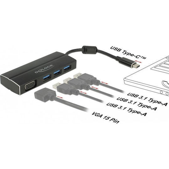 DeLock USB-C Docking Station with Black (63932)