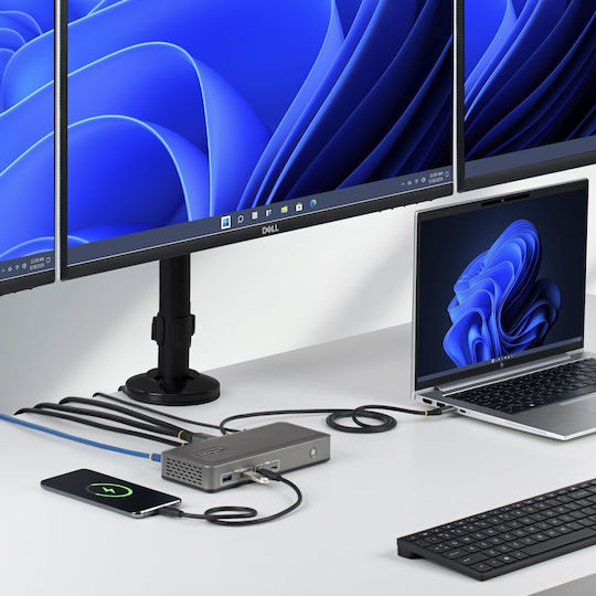 StarTech USB-C Docking Station με HDMI/DisplayPort 4K PD Ethernet Γκρι (199UE-USBC-DOCK)