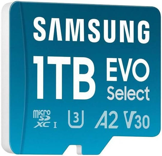 Samsung Evo Select microSDXC 1TB U3 UHS-I 160MB/s με αντάπτορα
