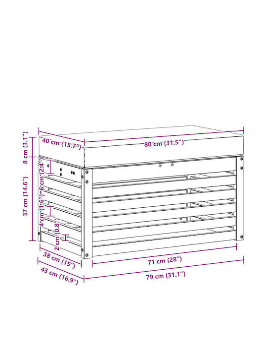 Bancă De Exterior Din Lemn Cu Perne 80x43x45cm