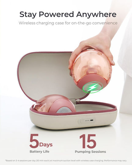 Momcozy Hands Free Ultra Slim Electric Double Breast Pump Battery BPA Free Pink 180ml