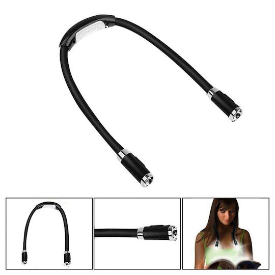 Led Reading Lamp Zola 2 Light Sources 3 Lighting Modes Neck Positioning Battery Powered 56 Cm Black