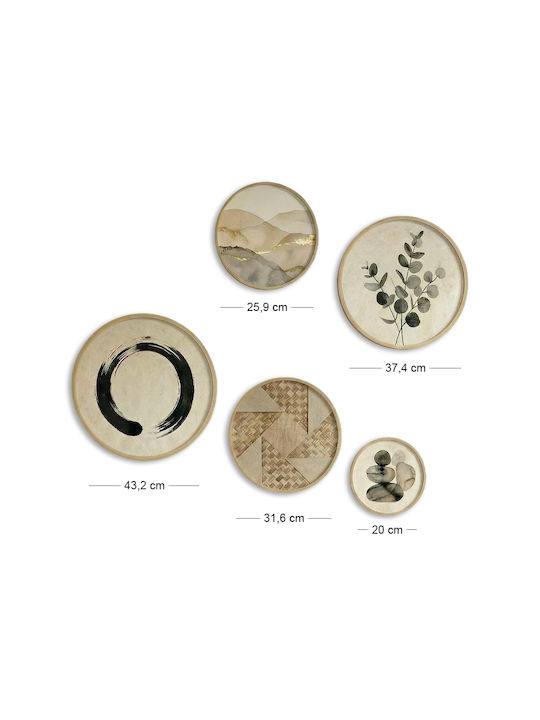 Megapap Set Plăcuțe Decorative din Lemn Nima 5 Bucăți