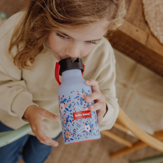 Hello Hossy Kids Water Bottle Thermos Blue 350ml