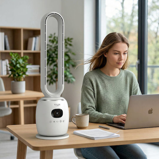 Adler Ventilator Fără Palete 60W cu Telecomandă Alb