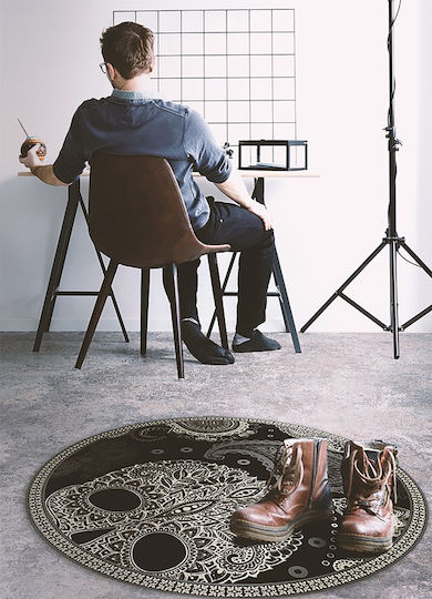 Tulup Non-Slip Round Black Rug Φ90cm