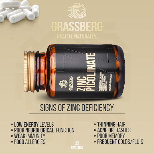 Grassberg Zinc Picolinate με Βιταμίνη C 60 κάψουλες