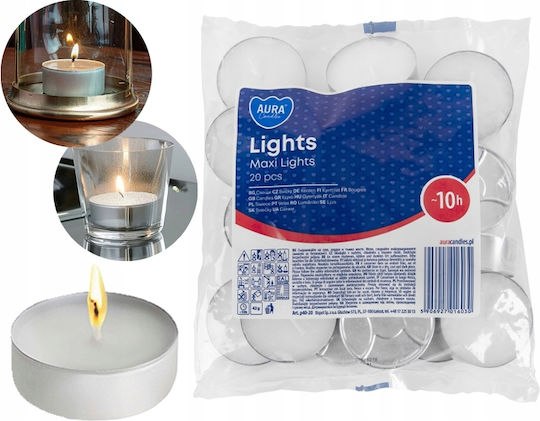 Aura Glass Aromatic Tealights In White Colour 20 Pieces