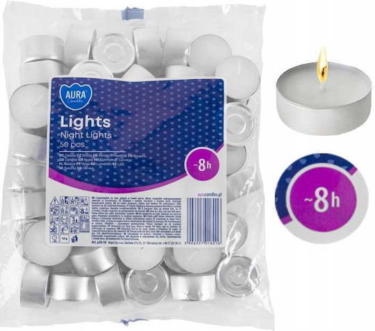 Aura Glass Teelichter Aromatisch in Weiß Farbe 50 Stück