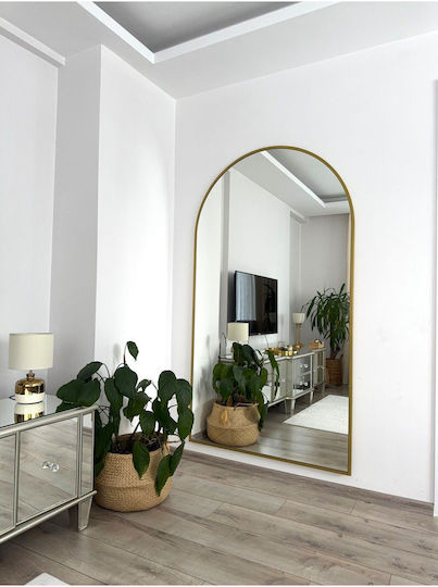 SteweHome Oval Mirror with Gold Metal Frame 180x100cm