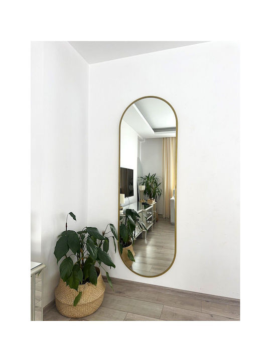 SteweHome Oglindă Ovală cu Ramă Metalică Aurie 180x60cm
