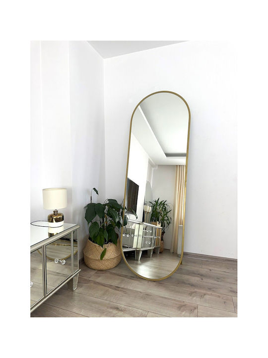 SteweHome Oglindă Ovală cu Ramă Metalică Aurie 180x60cm