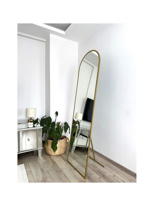 SteweHome Καθρέπτης με Χρυσό Μεταλλικό Πλαίσιο 180x60cm