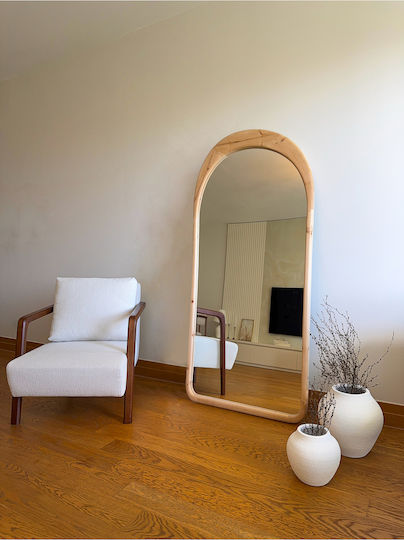 SteweHome Καθρέπτης Οβάλ με Ξύλινο Πλαίσιο 180x80cm