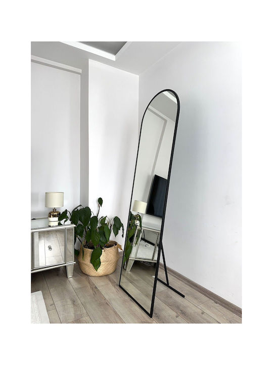 SteweHome Oval Floor Mirror with Black Metal Frame 180x50cm