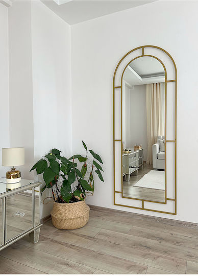 SteweHome Oval Mirror with Gold Metal Frame 180x70cm