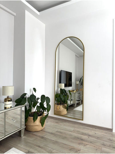SteweHome Boden- oder Standspiegel Oval mit Goldmetallischem Rahmen 180x70cm
