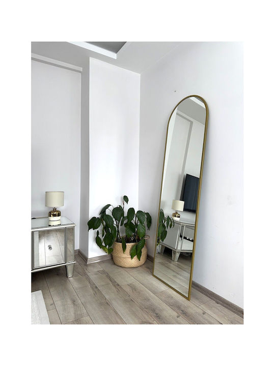 SteweHome Oval Mirror with Gold Metal Frame 180x50cm