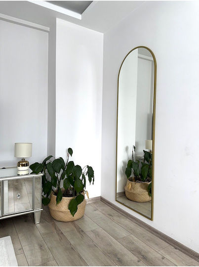 SteweHome Boden- oder Standspiegel Oval mit Goldmetallischem Rahmen 180x70cm