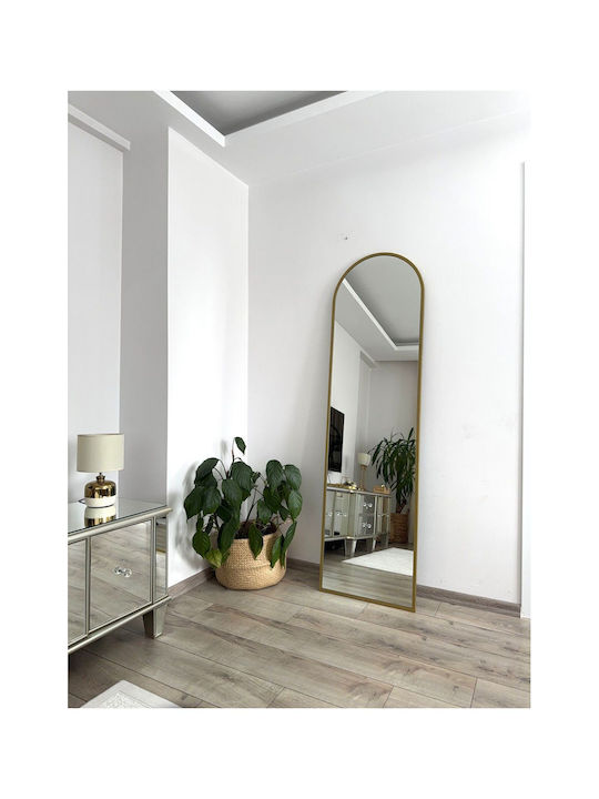 SteweHome Oval Mirror with Gold Metal Frame 180x50cm