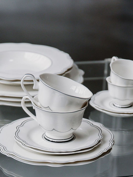 Salt & Pepper Shallow Serving Plate Porcelain Black with Diameter 28cm 2 Pieces