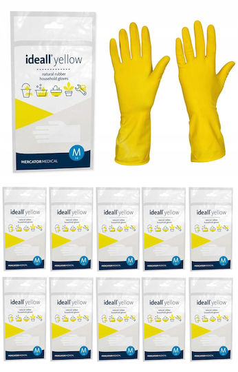 Γάντια Καθαριότητας Latex Medium Κίτρινα 12 Ζεύγη
