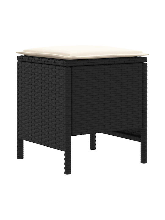 Gartenhocker Würfel Außeneinsatz Rattan mit Kissen Schwarz 2 Stück 38x38x45cm