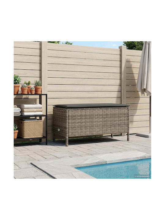 Gartenhocker Würfel Außengebiet Rattan mit Kissen Graues 80x38x45cm