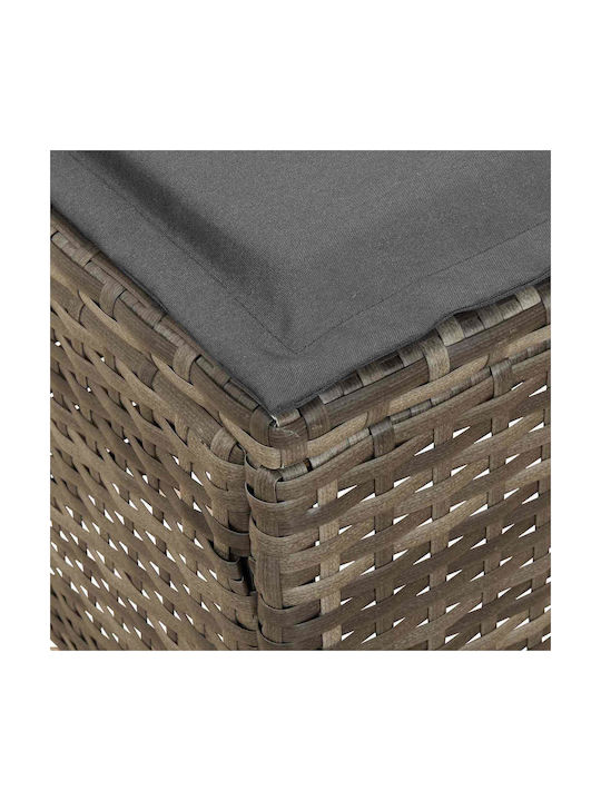 Gartenhocker Würfel Außeneinsatz Rattan mit Grauem Kissen 2 Stück 38x38x45cm