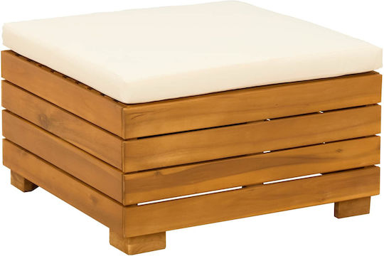 Wooden Cube Garden Stool with Cushion Brown 60x60x30cm
